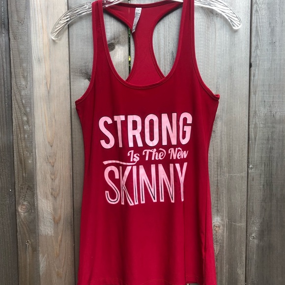 OMT red racerback “STRONG IS THE NEW SKINNY” top - Picture 1 of 4